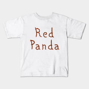 Red Panda Text with Red Panda tail pattern Kids T-Shirt